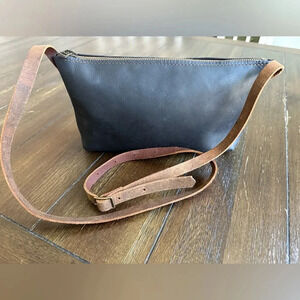 In blue hand made bag